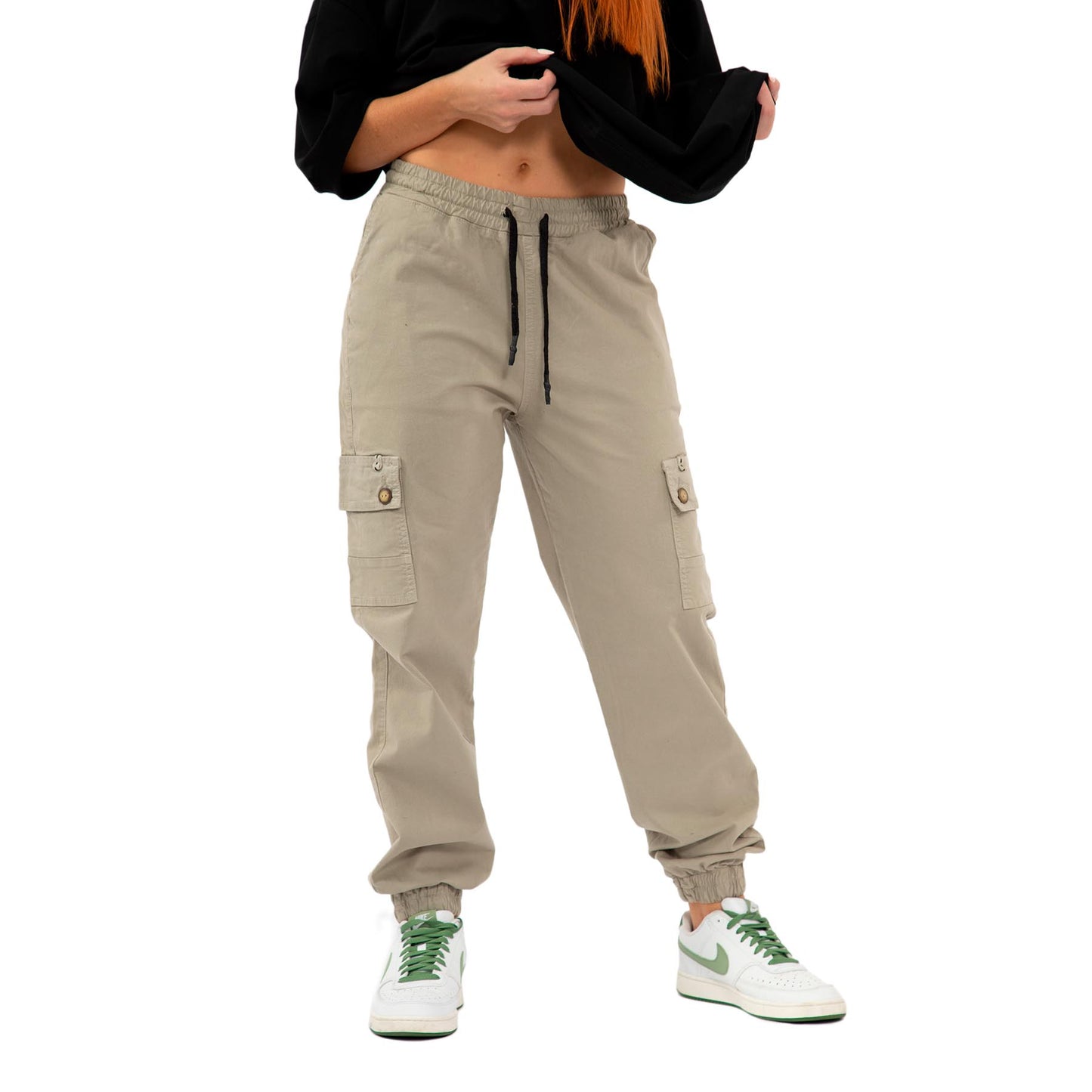 Wood cargo pants mujer color: KAKHI 7970