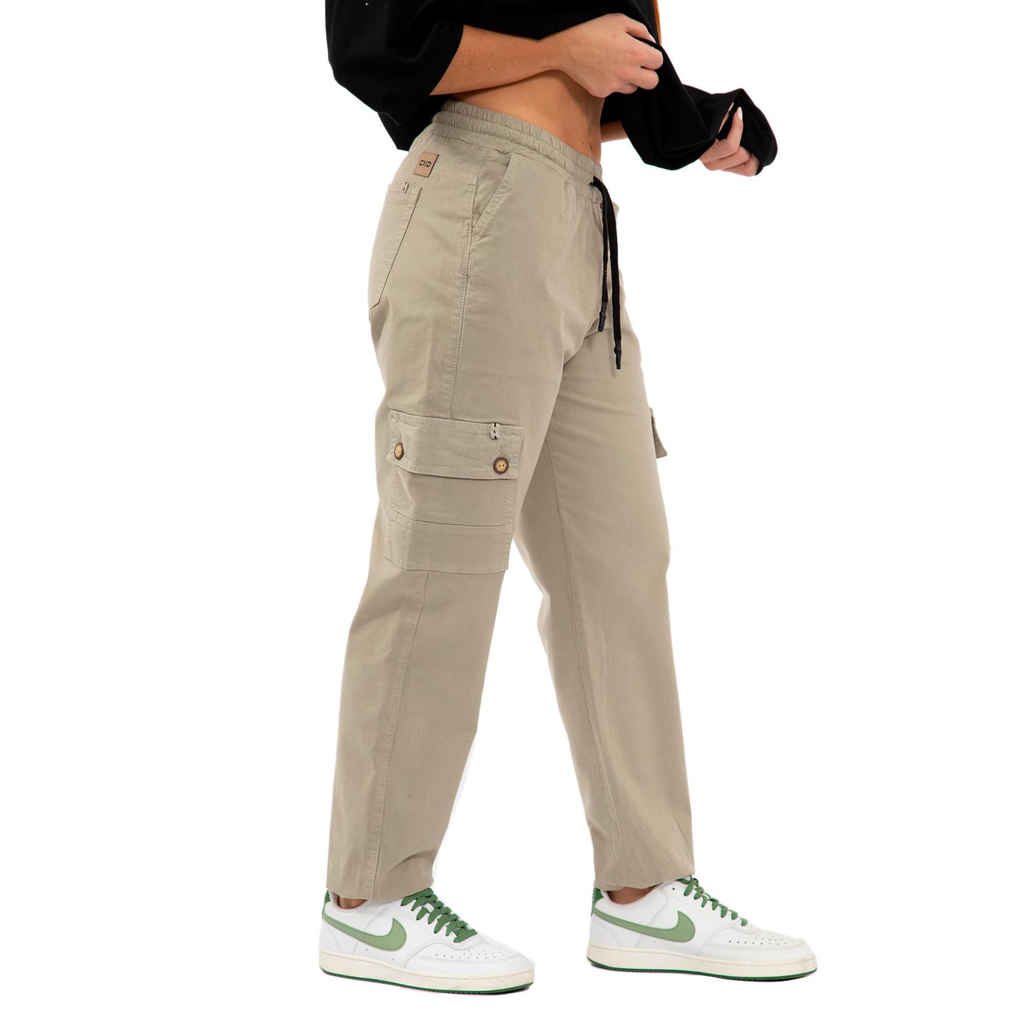 Wood cargo pants mujer color: KAKHI 7970