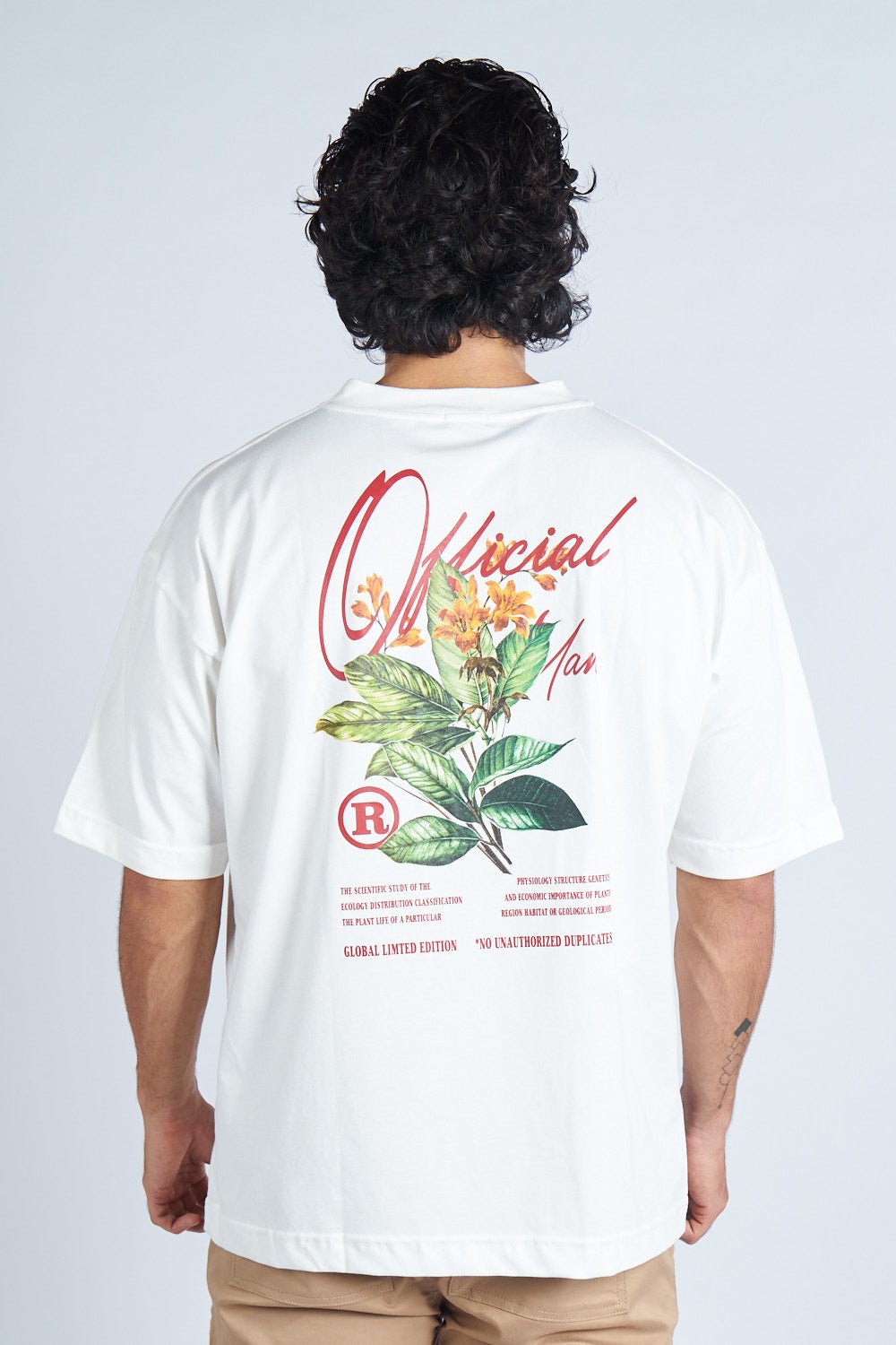 Camiseta oversize estampada Marfil