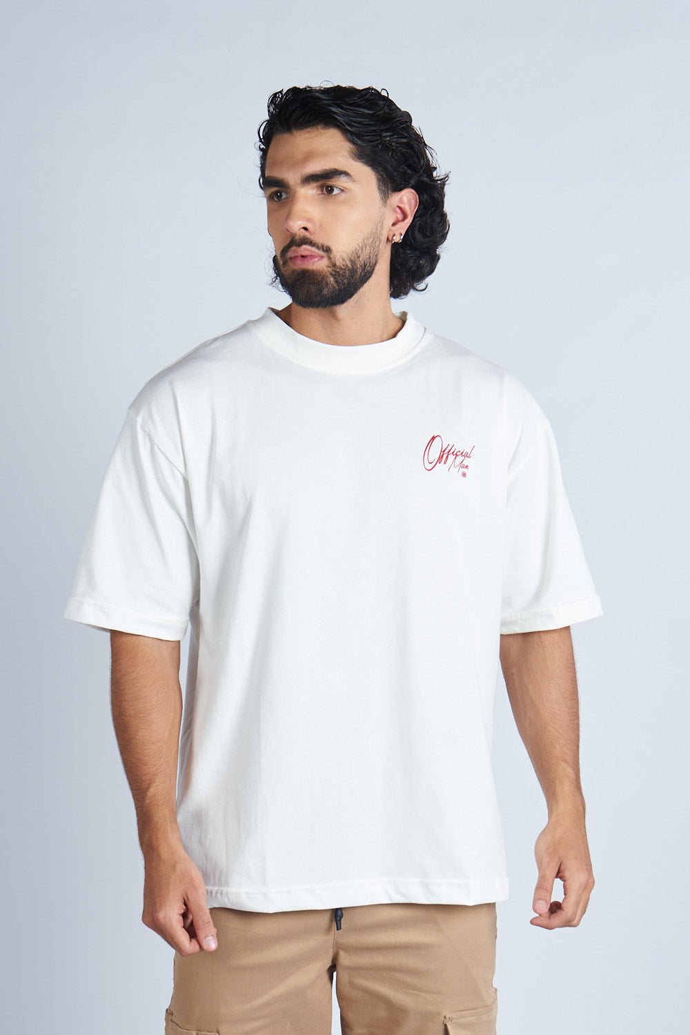 Camiseta oversize estampada Marfil