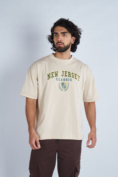 Camiseta oversize estampada New Jersey Beige | DROP 03 |