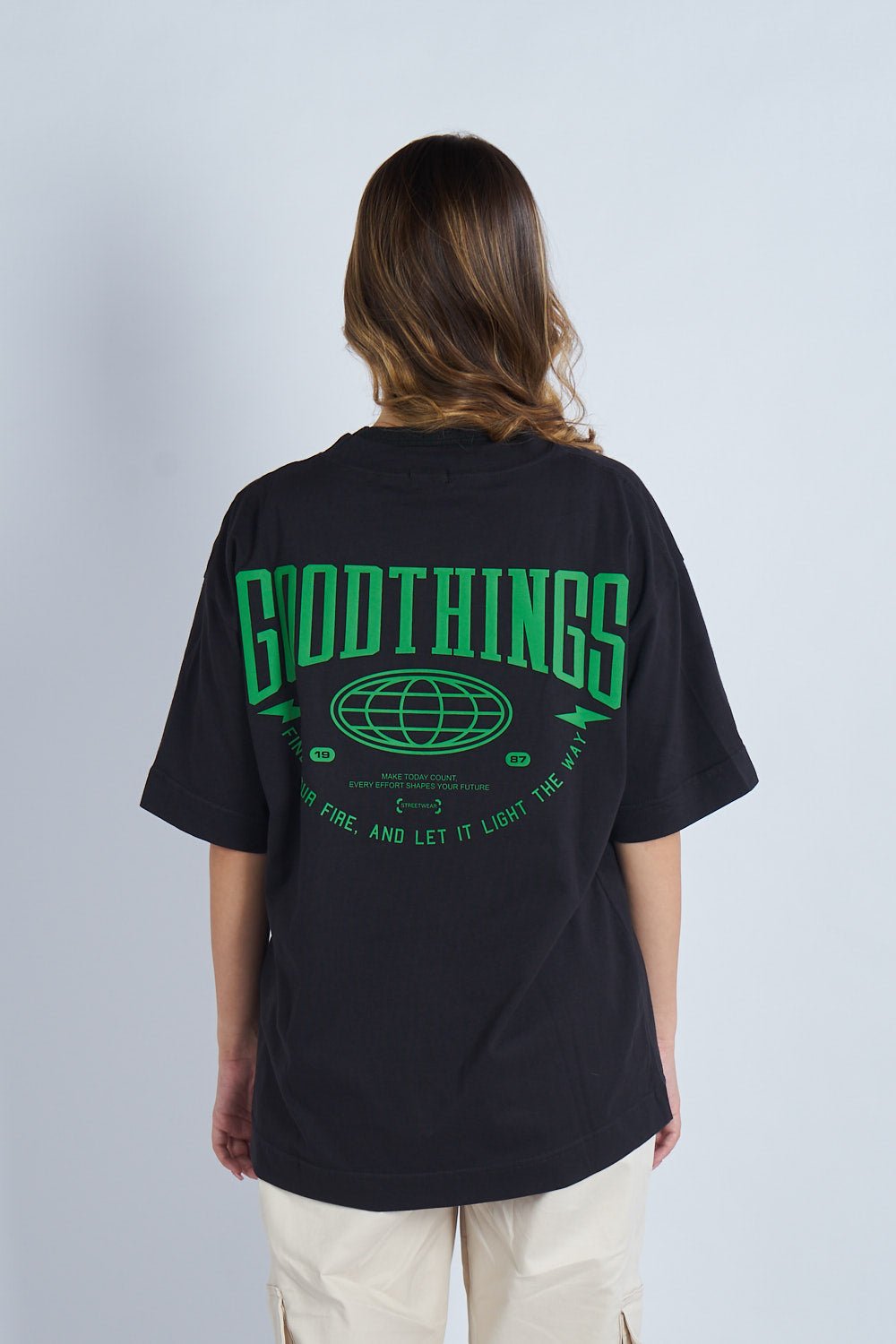 Camiseta oversize estampado Good Things Negro | DROP 03 |