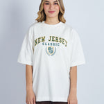 Camiseta oversize estampado New Jersey marfil | DROP 03 |
