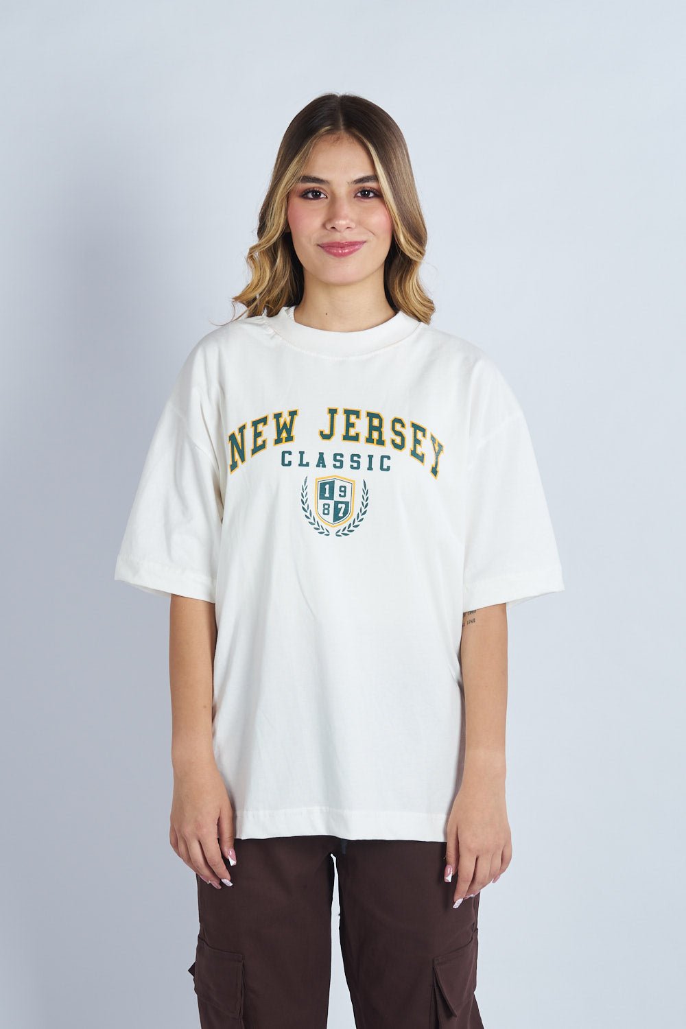 Camiseta oversize estampado New Jersey marfil | DROP 03 |
