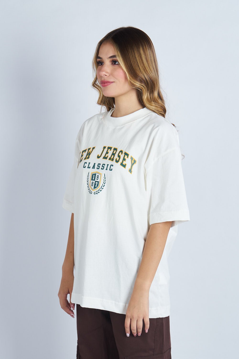 Camiseta oversize estampado New Jersey marfil | DROP 03 |