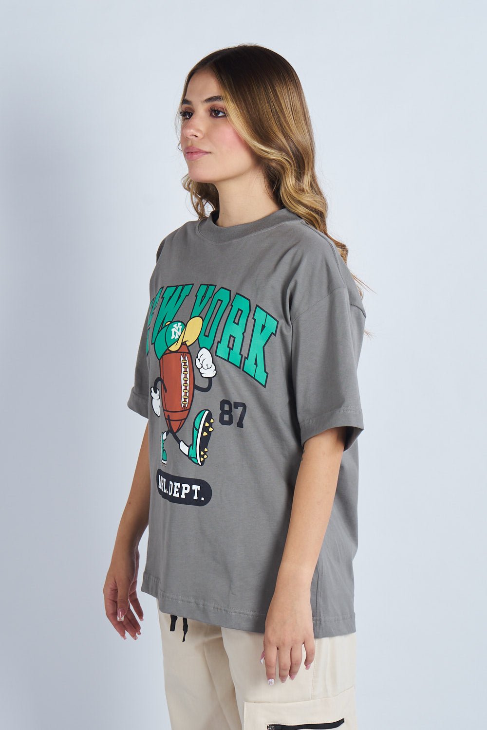Camiseta oversize estampado New York Gris| DROP 03 |
