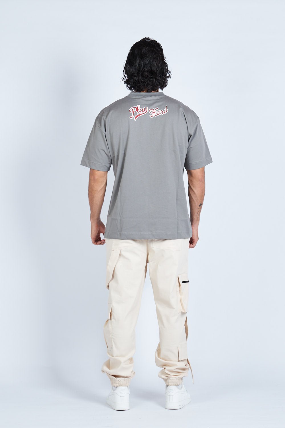 Camiseta oversize PLAY HARD GRIS | DROP 03 |