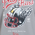 Camiseta oversize PLAY HARD GRIS | DROP 03 |