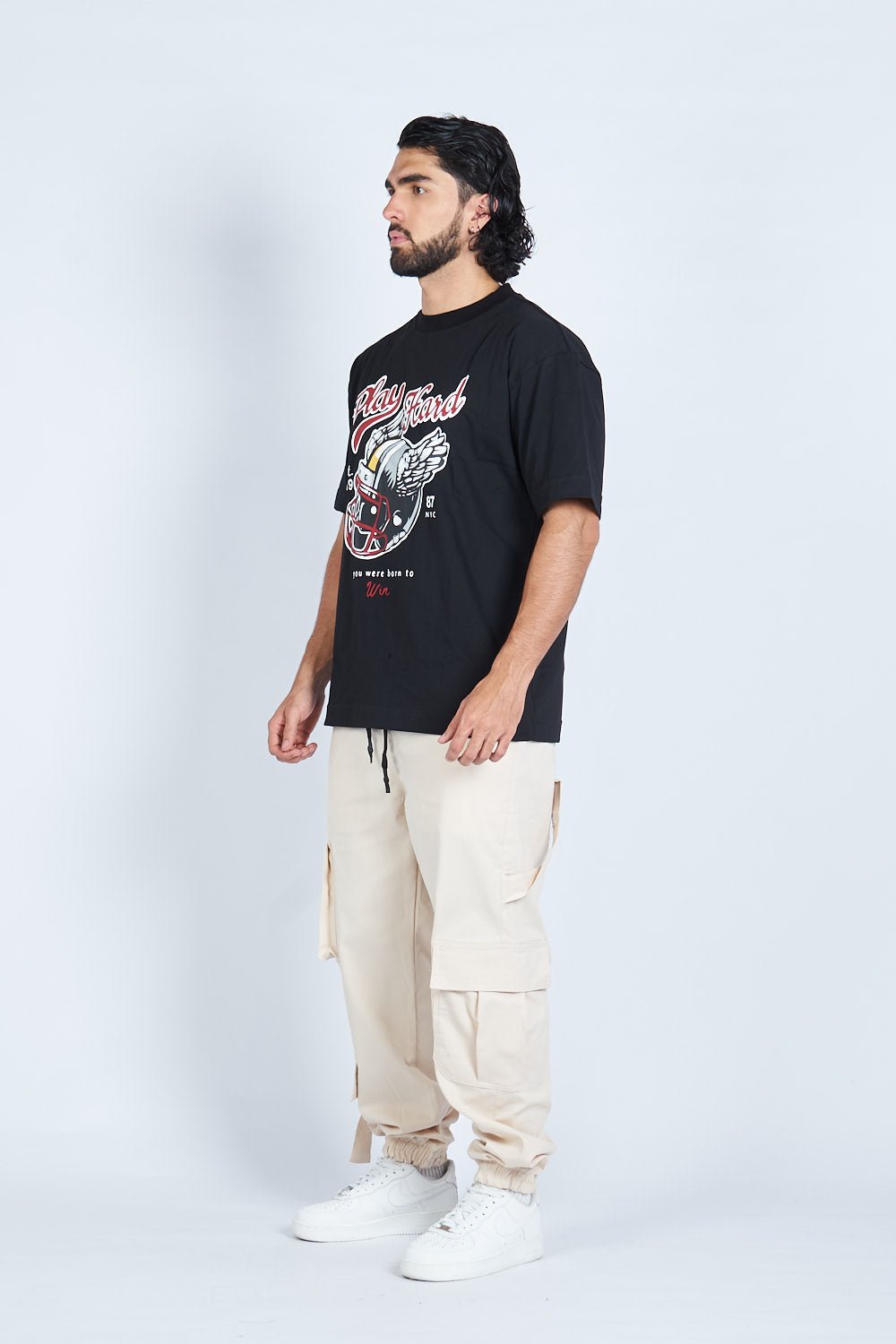 Camiseta oversize PLAY HARD NEGRO | DROP 03 |