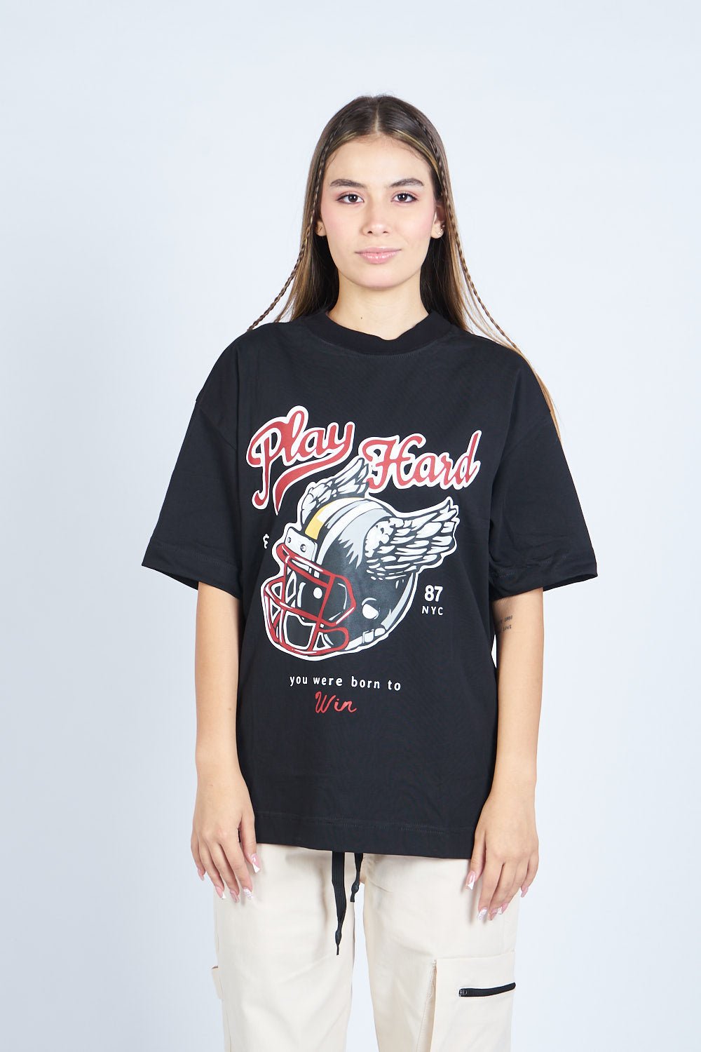 Camiseta oversize PLAY HARD NEGRO | DROP 03 |