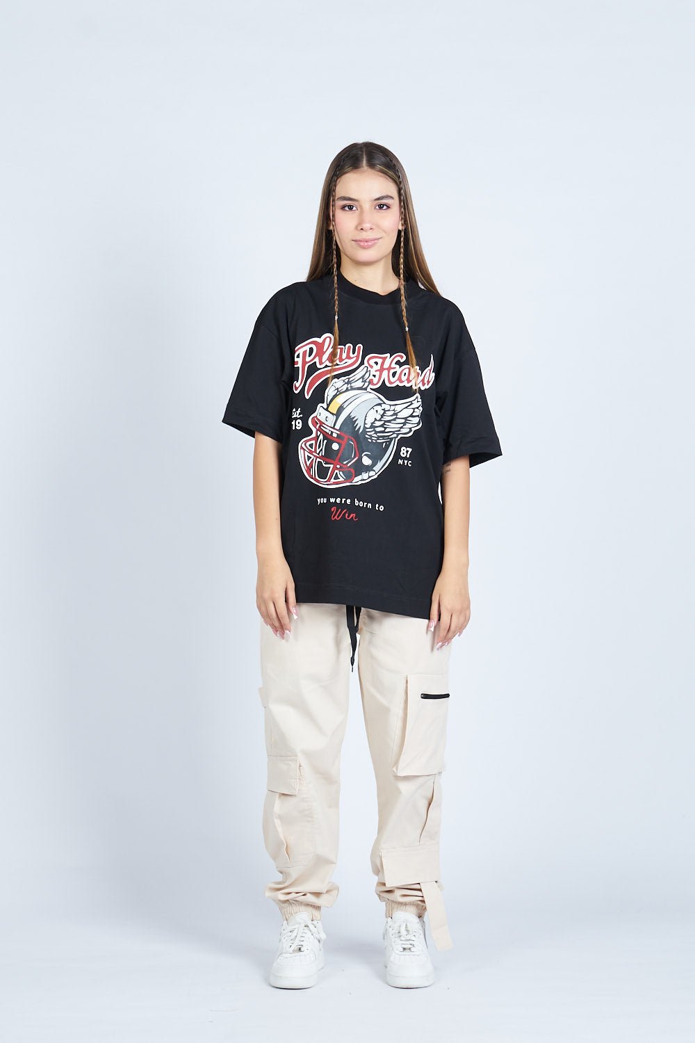 Camiseta oversize PLAY HARD NEGRO | DROP 03 |