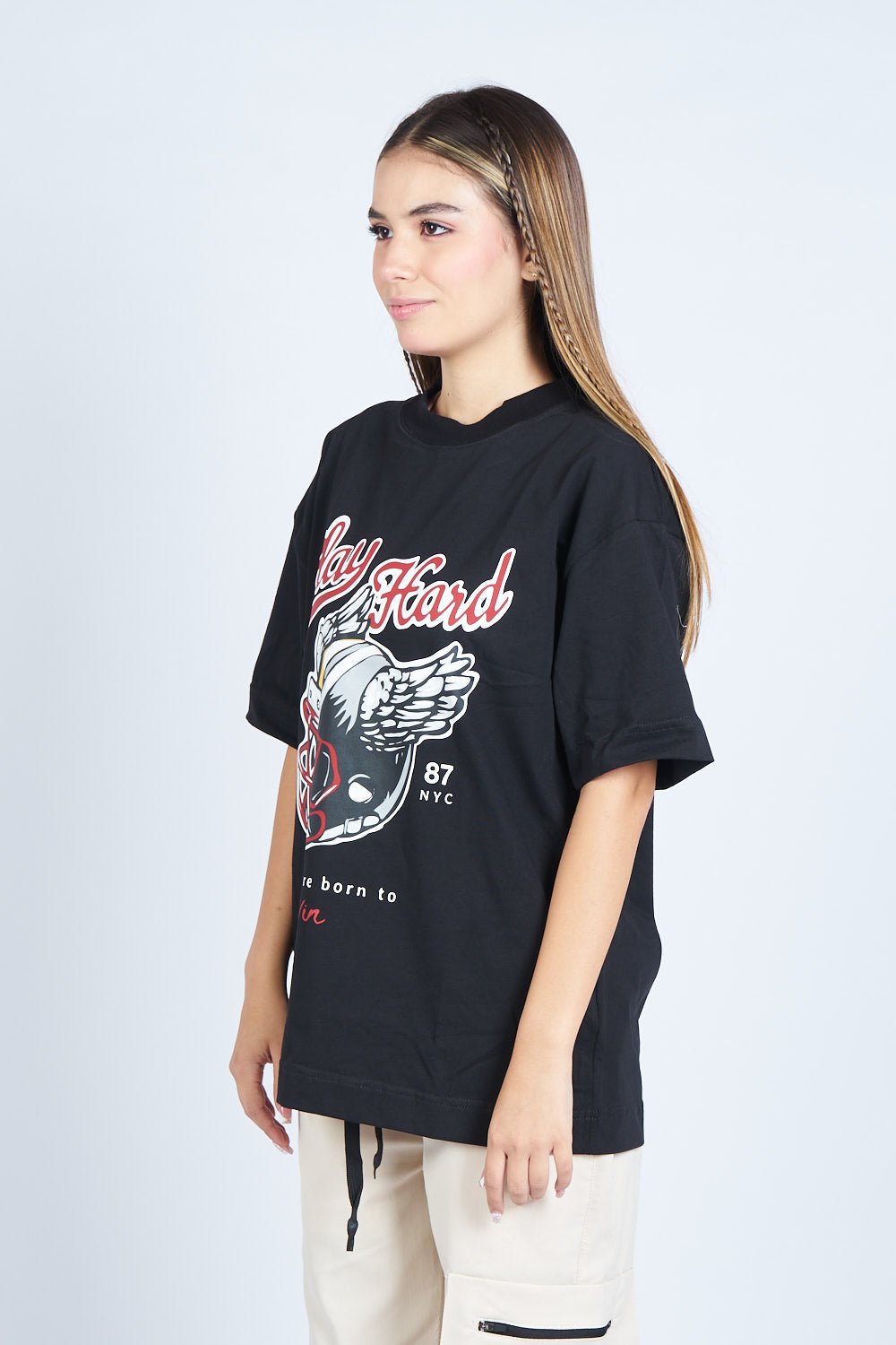 Camiseta oversize PLAY HARD NEGRO | DROP 03 |