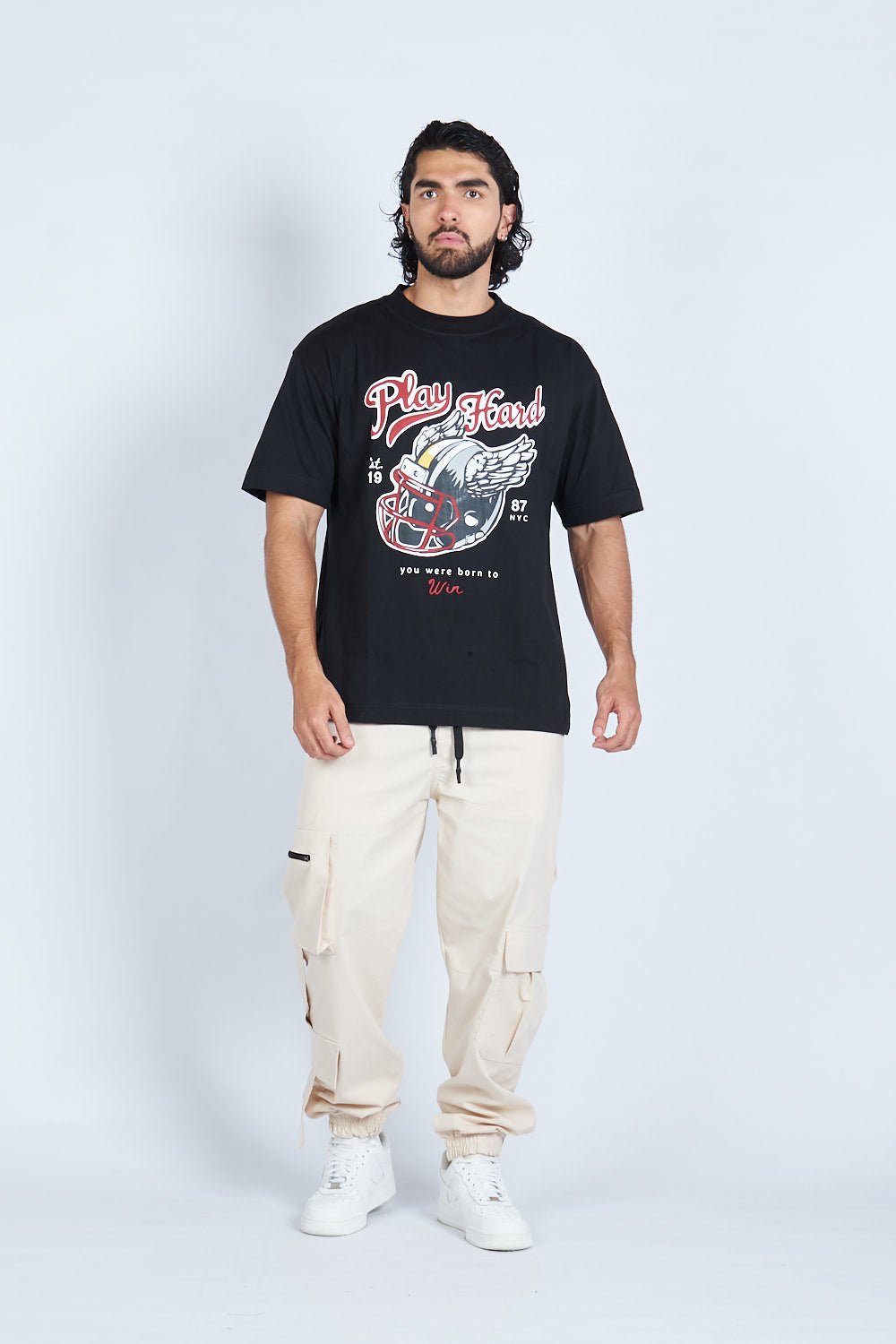 Camiseta oversize PLAY HARD NEGRO | DROP 03 |