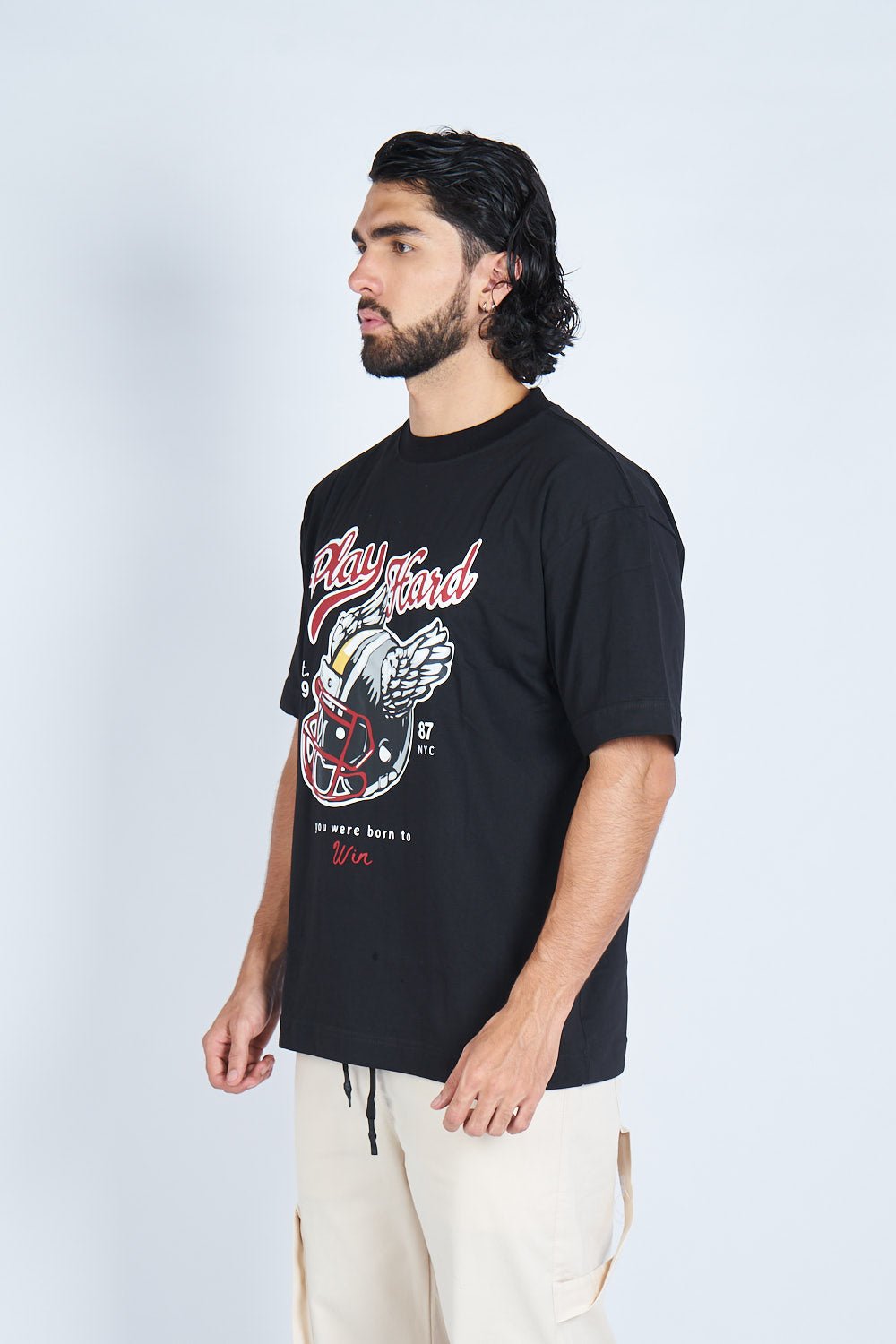 Camiseta oversize PLAY HARD NEGRO | DROP 03 |