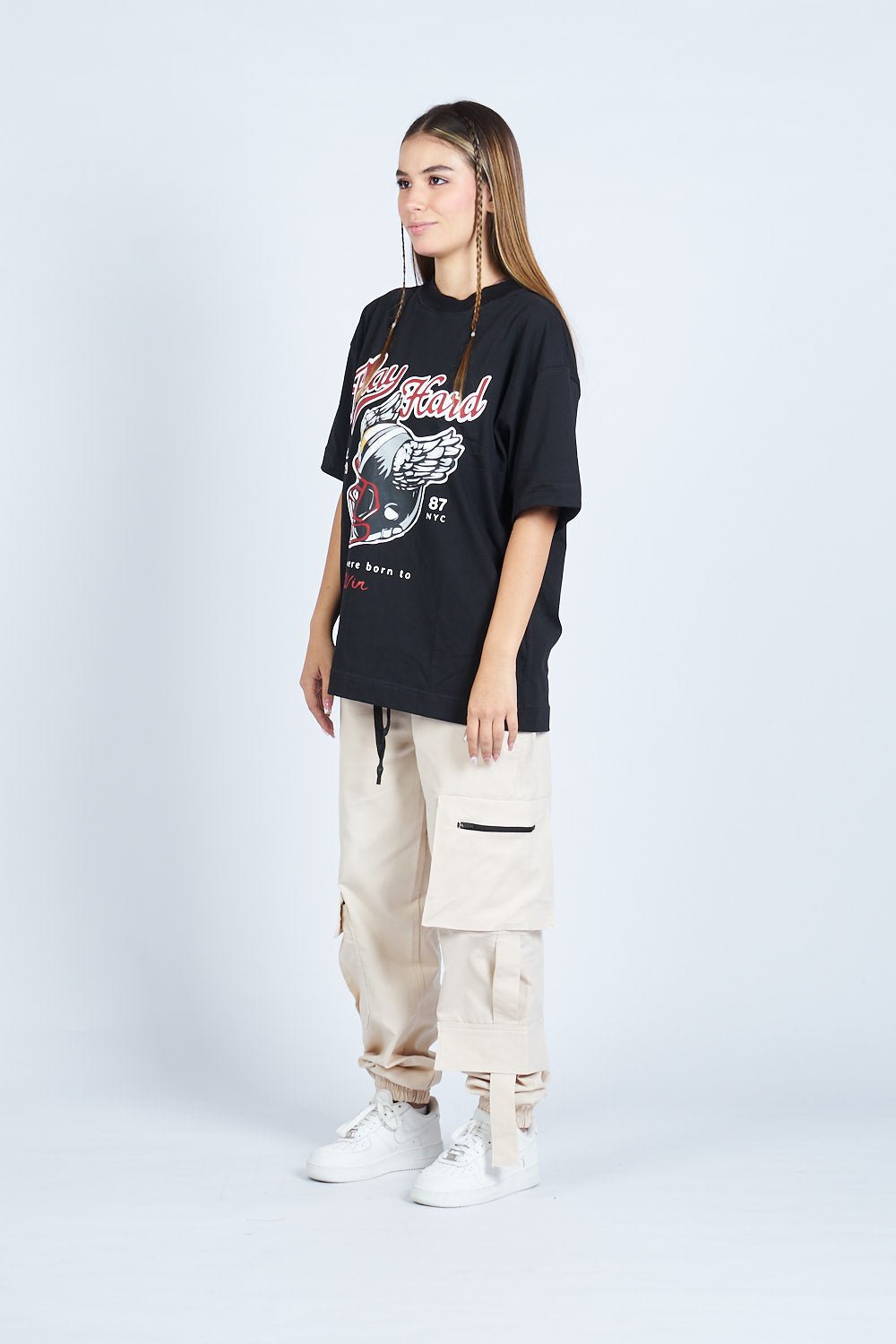 Camiseta oversize PLAY HARD NEGRO | DROP 03 |