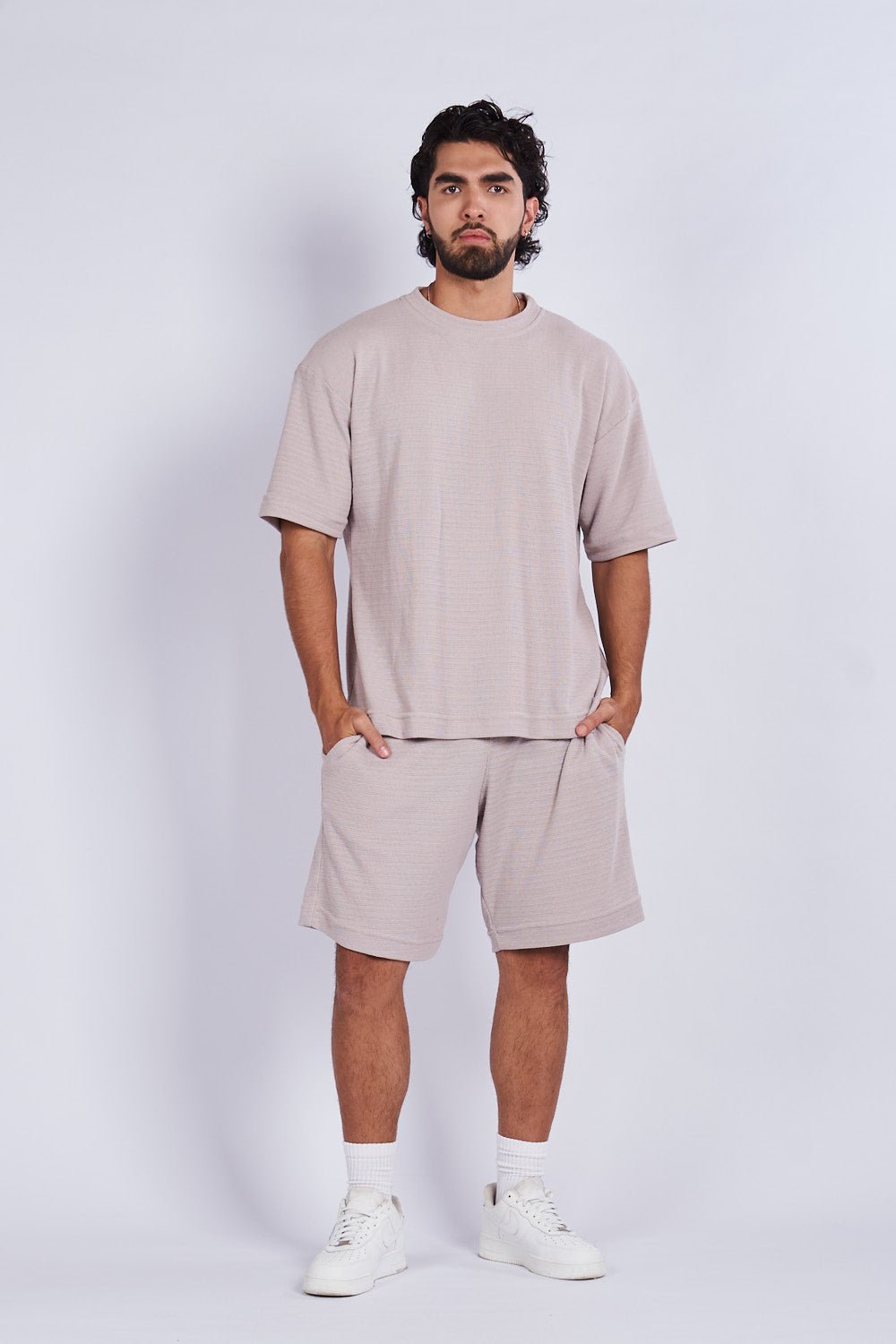 Camiseta oversize textura horizontal Caqui