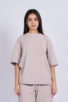 Camiseta oversize textura horizontal Caqui