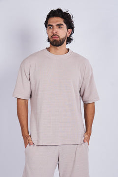 Camiseta oversize textura horizontal Caqui