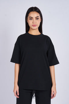 Camiseta oversize textura horizontal Negra