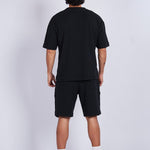 Camiseta oversize textura horizontal Negra