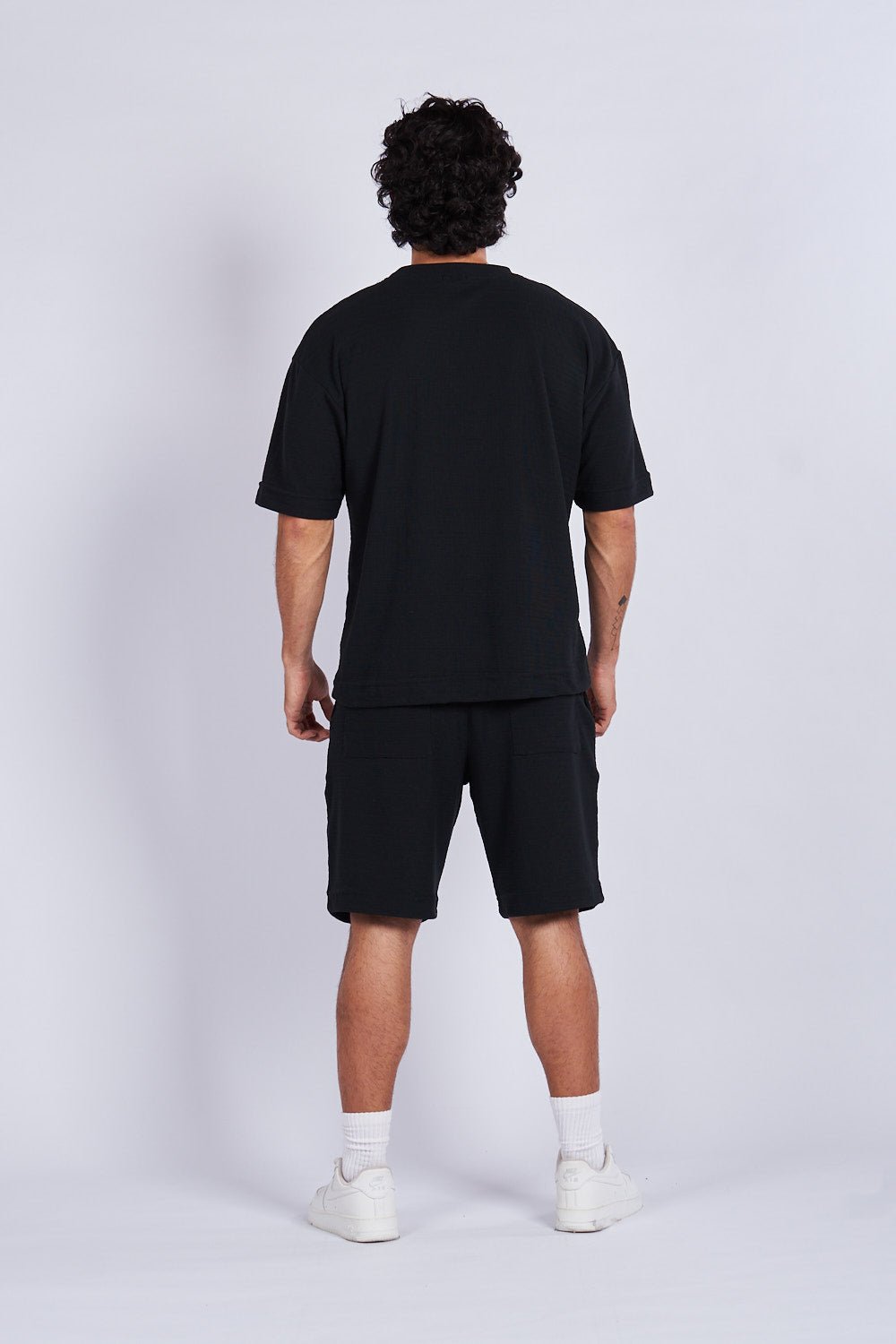 Camiseta oversize textura horizontal Negra