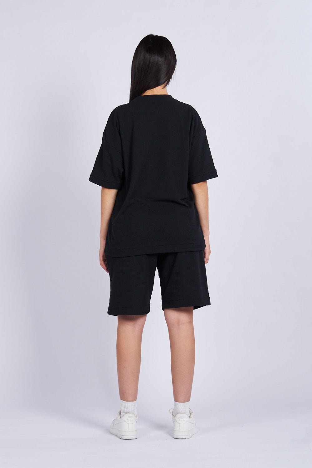 Camiseta oversize textura horizontal Negra