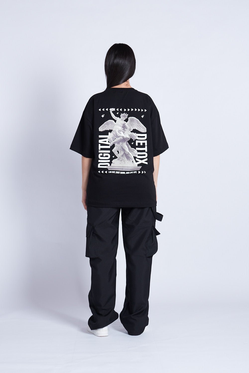 CAMISETA OVERSIZED ANGEL DETOX NEGRO - REDUX CLUB