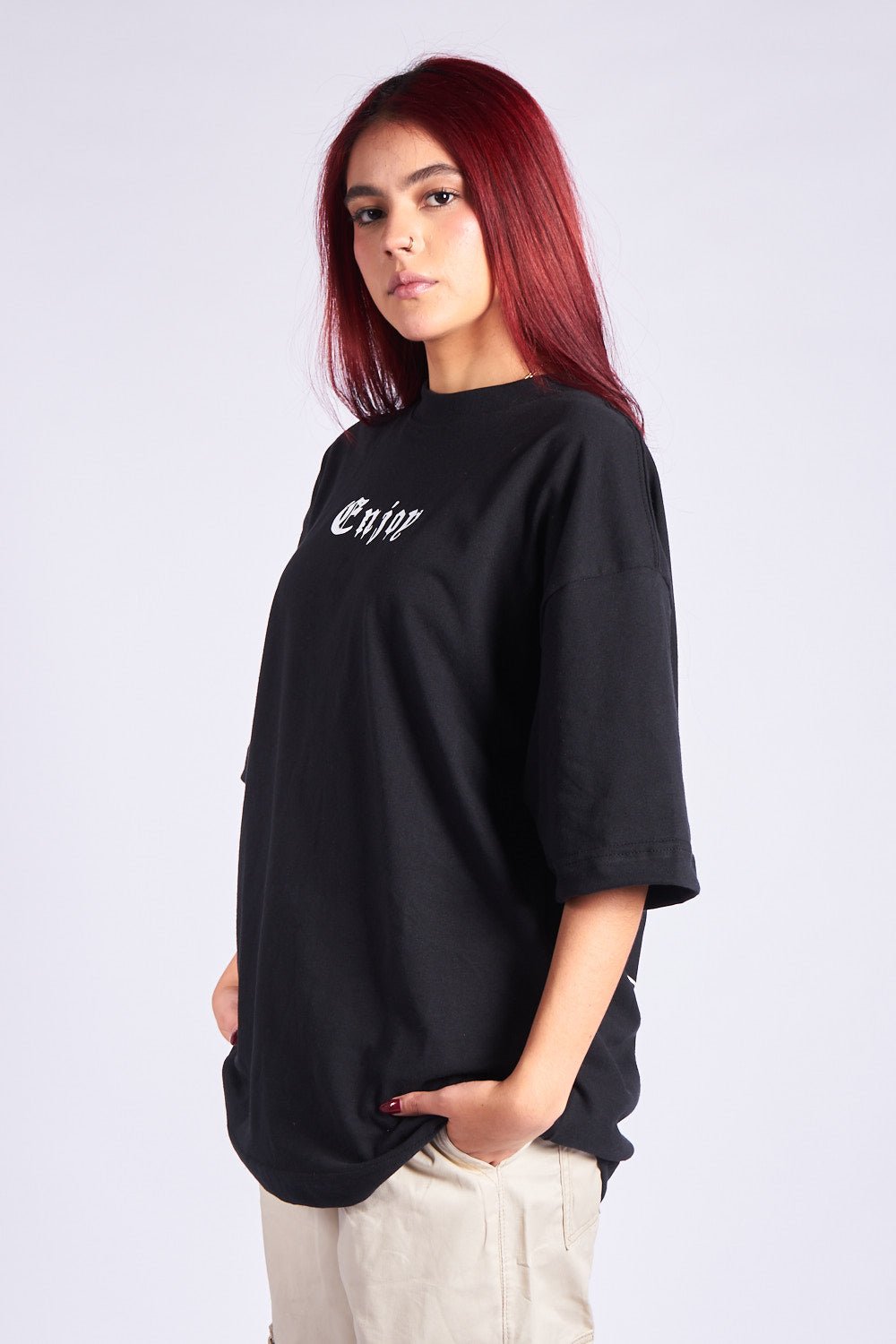 CAMISETA OVERSIZED NEGRA ENJOY - CORD & CO