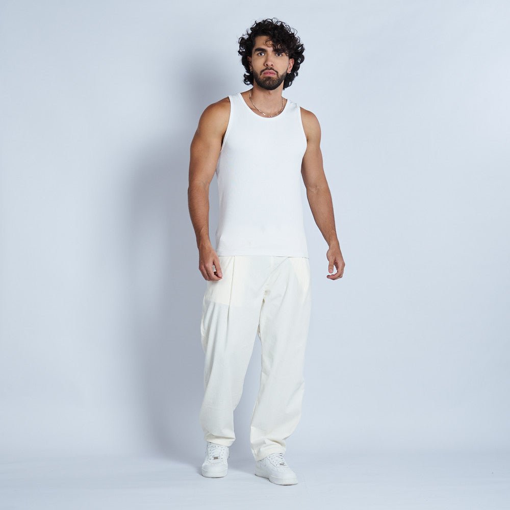 Jogger ballon corduroy con prenses Marfil