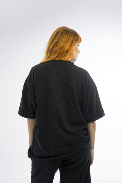 Basics Texture t-shirt  - 8306 BLACK