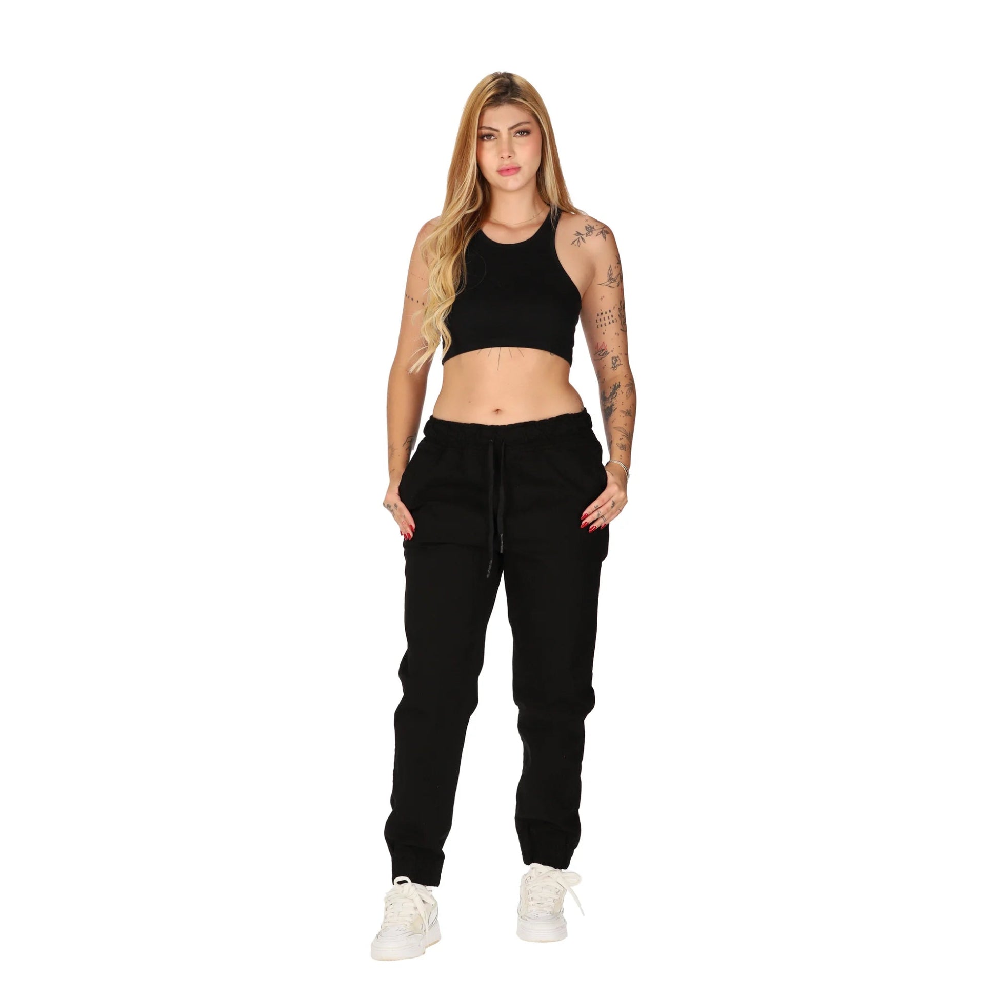 Jogger Liso Bolsillo Ribete - Negro 9186