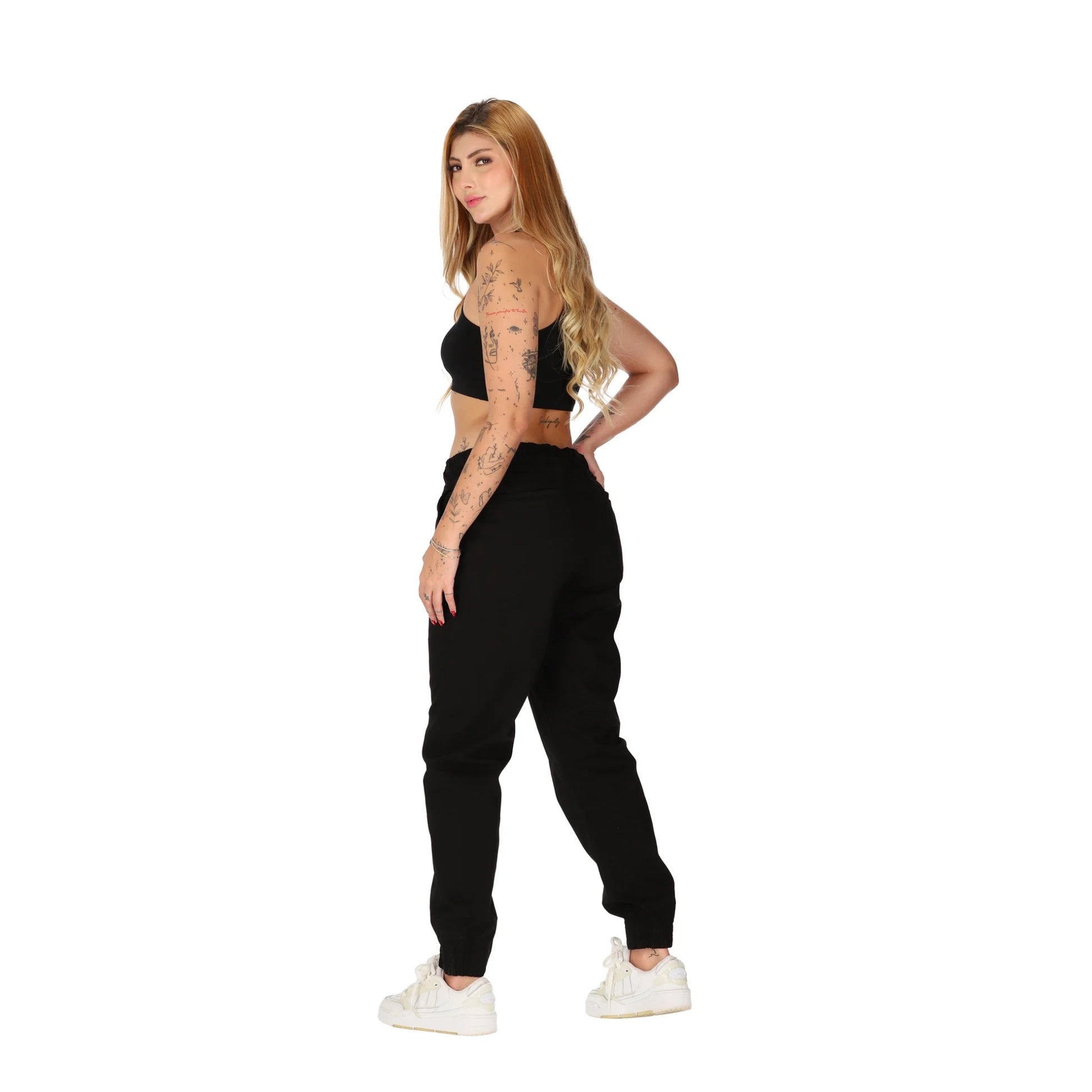 Jogger Liso Bolsillo Ribete - Negro 9186